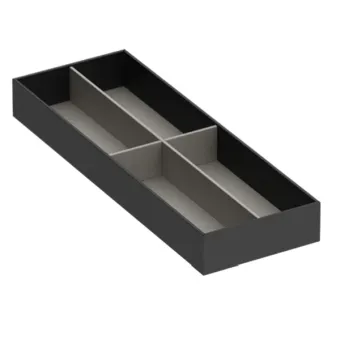 Dėklas akiniams 432x150mm, H50mm, dirbtinė oda, antracitas, šviesi pilka