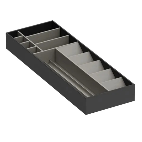 Makeup tray 432x150mm H50mm simil leather, anthracite, light gray