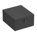 Box with lid W350mm L330mm H205mm simil leather, anthracite, dark gray velvet