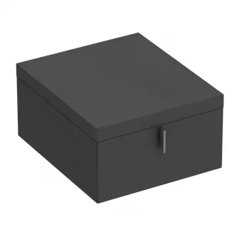 Dėžė su dangčiu 350x330x205mm, dirbtinė oda antracitas, tamsiai pilkas velvetas