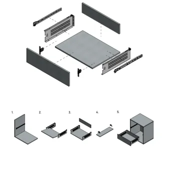Stalčių šonai METALBOX L450mm, H150mm, pilka RAL9006