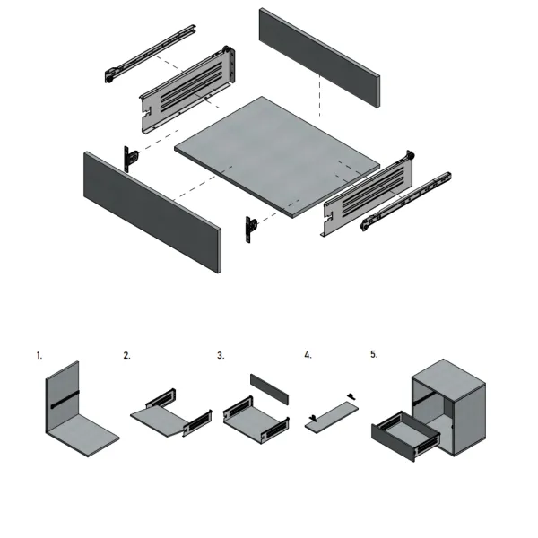 Stalčių šonai METALBOX L450mm, H86mm, pilka RAL9006