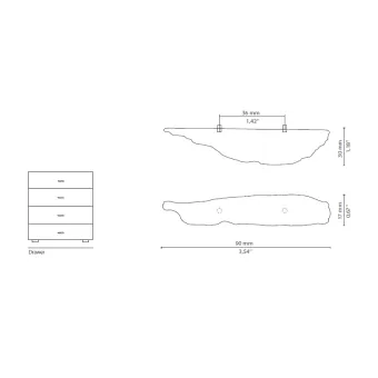 Rankenėlė KESYA CC36mm, L90mm, H30mm, P17mm, poliruotas žalvaris