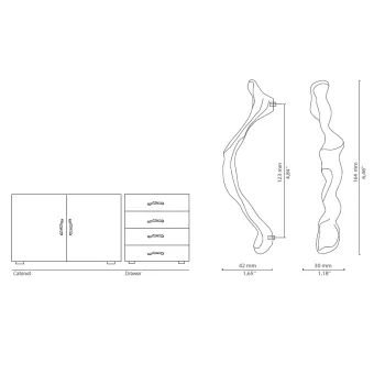 Handle NOVEAU CC123mm L164mm H42mm P30mm polished brass 