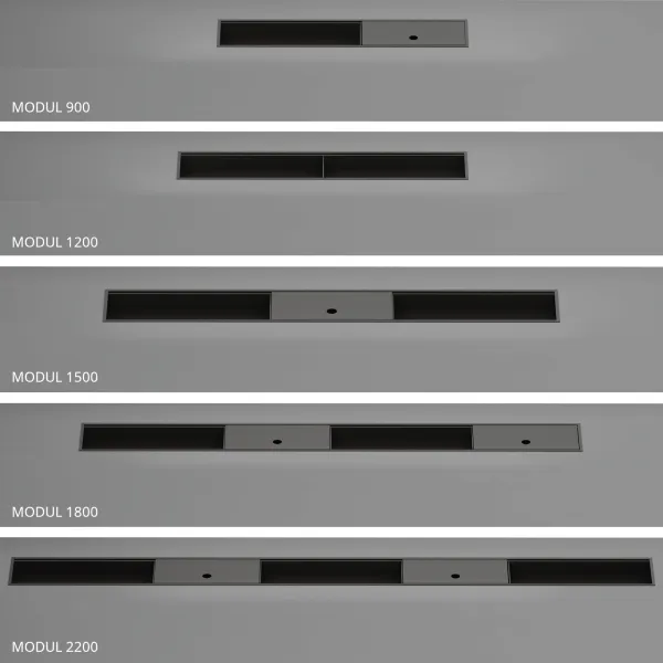 Kanalas įleidžiamas be dangtelio P1200mm, tamsiai rudai metallic MODUL
