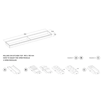 Kanalas įleidžiamas su dangteliu P1500mm, tamsiai rudai metallic MODUL