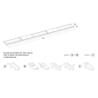 Insert module with 2 lids W1800mm dark brown metallic MODUL