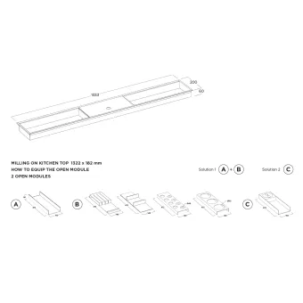 Insert module with 2 lids W2200mm dark brown metallic MODUL