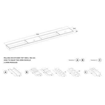 Insert module with 2 lids W2200mm dark brown metallic MODUL