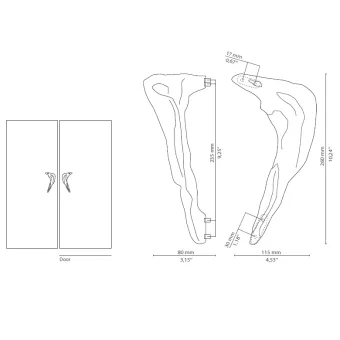 Handle KERMA CC235mm L260mm H80mm P115mm left, aged brass 