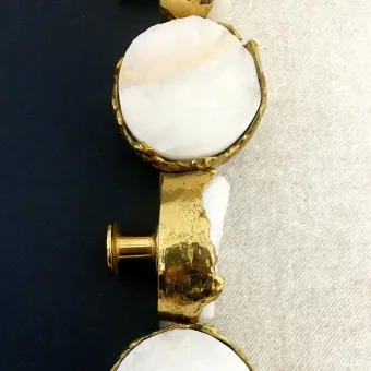 Knob TIFFANY QUARTZ Ø42mm H31mm polished brass/quartz