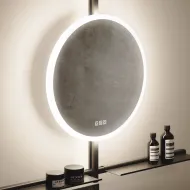 Veidrodis LED apšvietimu IO-S D600 220V/65W juoda DL
