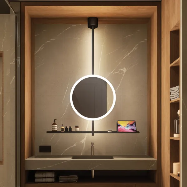 Veidrodis LED apšvietimu IO-D 800x600 220V/105W juoda DL