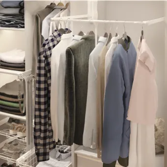 Pull-down wardrobe rail W545mm-700mm, gray
