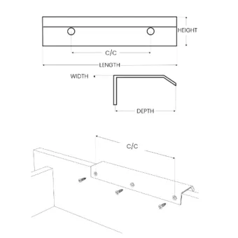 Handle CURVE CC128mm L200mm aluminum matt black 