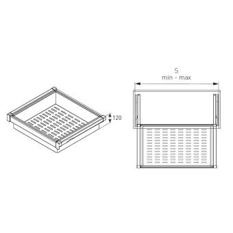 Drawer with metal basket W800mm with soft closing, white