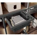 Drawer with rattan basket W900mm with soft closing, gray anthracite