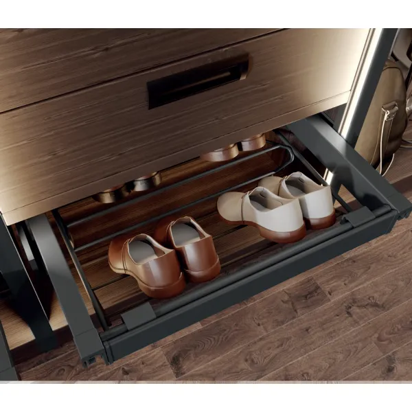 Drawer for shoes W600mm with soft closing, gray anthracite