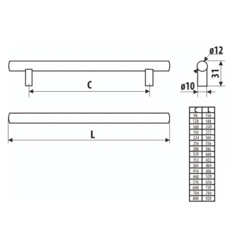 Handle CC96mm L156mm chrome 