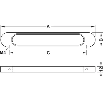 Furniture handle, Finger pull handle, zinc alloy