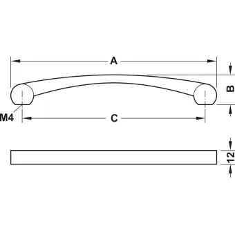 Furniture handle, Bow handle, zinc alloy, straight-edged