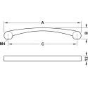 Furniture handle, Bow handle, zinc alloy, straight-edged