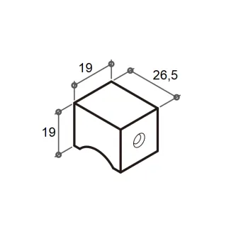 Knob PURA 19x19x26mm aluminum white matt