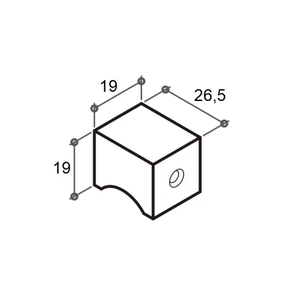 Knob PURA 19x19x26mm aluminum white matt