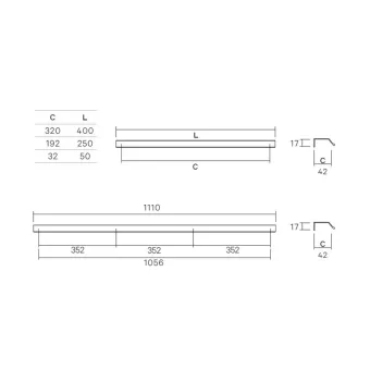 Rankenėlė SLOT CC352mmx3 L1110mm, matinis juoda