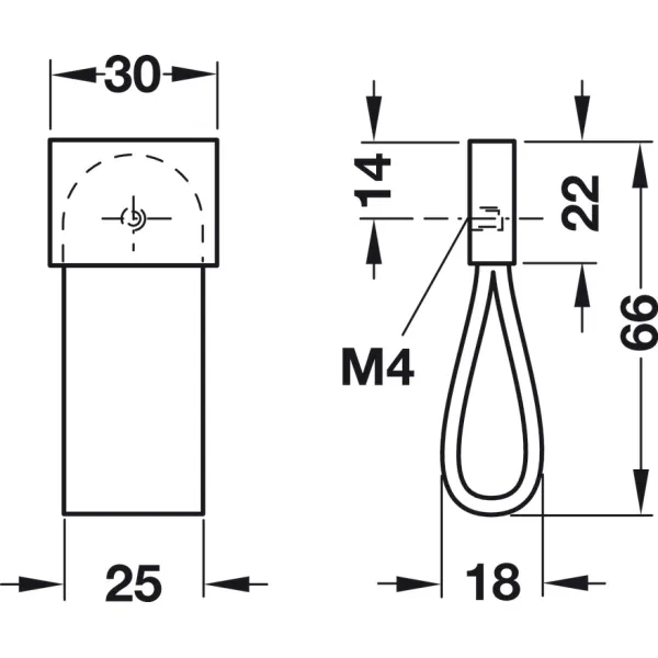 Rankenėlė 30x66mm, nerūdijančio plieno spalva/oda