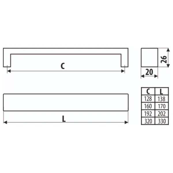 Handle CC128mm aluminum white