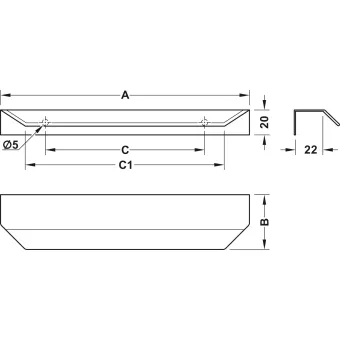 Furniture handle, Edge pull handle, aluminium