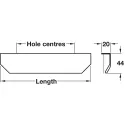 Rankenėlė aliuminio CC64mm, 100x19,7mm, žalvario spalva