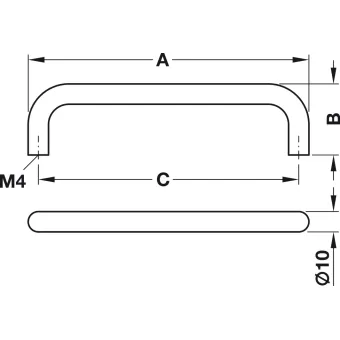 Furniture handle, D handle, steel, round 
