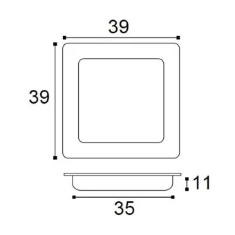 Recessed handle 39x39mm STYLUS stainless steel 