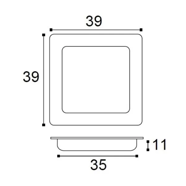 Rankenėlė frezuojama 39x39mm, STYLUS nerūdijantis plienas