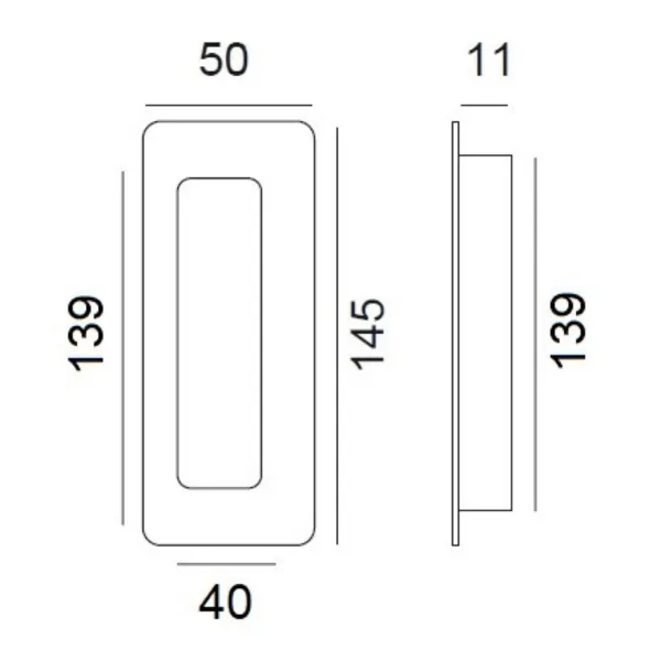 Recessed handle 145x50mm INLAY matt chrome 