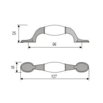 Handle CC96mm L127mm retro bronze ceramic 