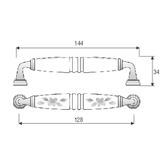 Rankenėlė CC128mm, L144mm, retro bronza keramika