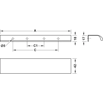 Edge pull handle, Aluminium