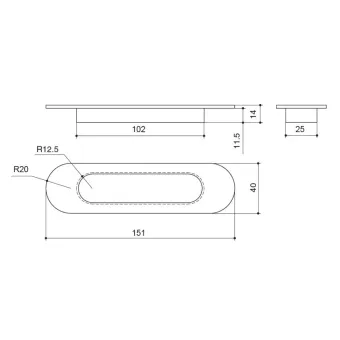 Recessed handle 151x40mm bronze