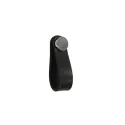 Pull-handle, leather, black/chrome