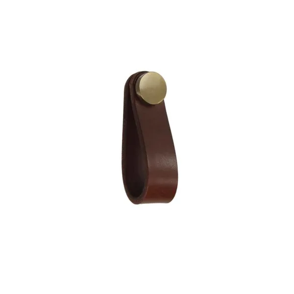 Pull-handle, leather, brown/bronze