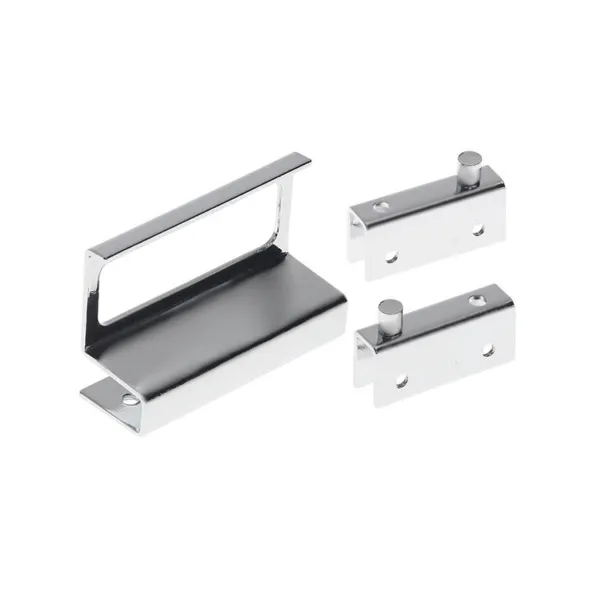 Hinge for glass door, U-type, with handle, matt chrome