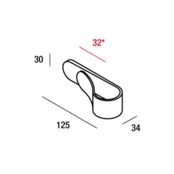 Rankenėlė CC32mm, (125x30x34mm) chromas