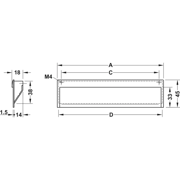 Furniture handle, Inset handle, zinc alloy