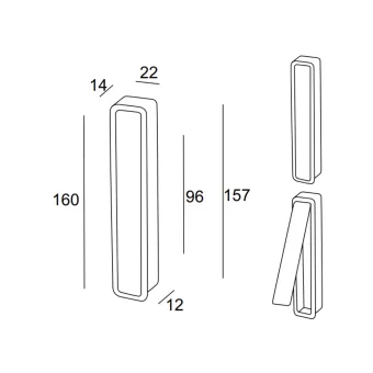 Recessed handle CC96mm L160mm matt chrome 