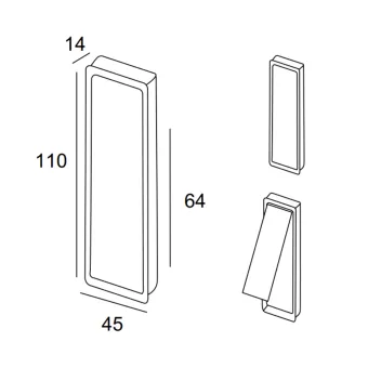 Recessed handle 110x45x14mm matt chrome