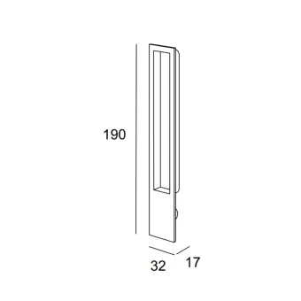 Recessed handle 190x32mm matt black 