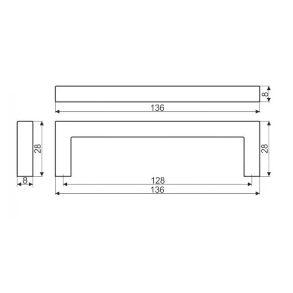 Handles CC128mm L136mm matt chrome